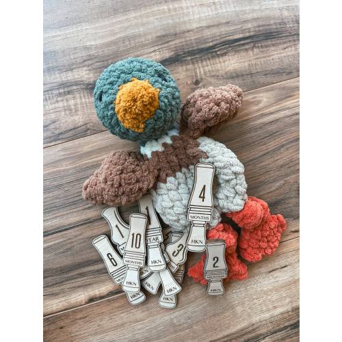 Mallard Duck Handmade Lovey, Crocheted Duck Stuffed Animal, Lovie, Duck Cuddler, Duck Call Milestone Set