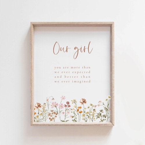 Wildflower Nursery Print, Boho Nursery Wall Art, Floral Watercolor Print, Floral Nursery Art, Botanical Print, Floral Our Girl