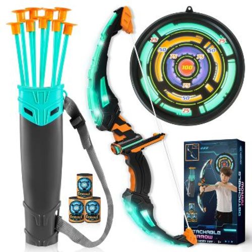 Joyfy Bow and Arrow Set with LED Lights for Kids, Archery Toy Set for Kids Indoor and Outdoor Hunting Play, Gifts for Boys & Girls Ages 3-12