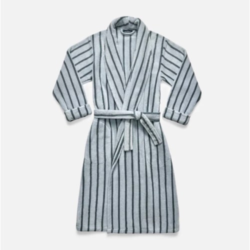 Brooklinen Super-Plush Robe, Striped Frost, Size L