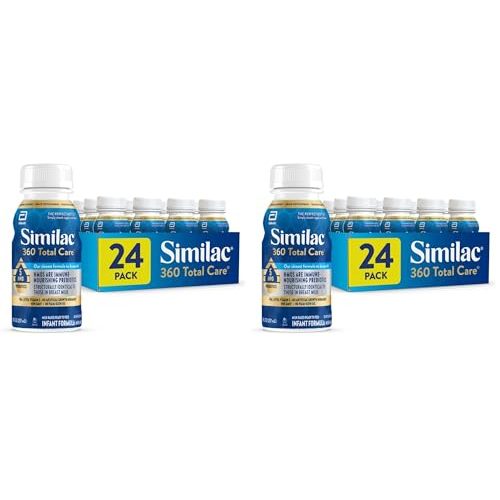 Similac 360 Total Care Infant Formula,Has 5 HMO Prebiotics,Our Closest Prebiotic Blend to Breast Milk,Non-GMO,Baby Formula,Ready to Feed,8-fl-oz Bottle,(Pack of 48)