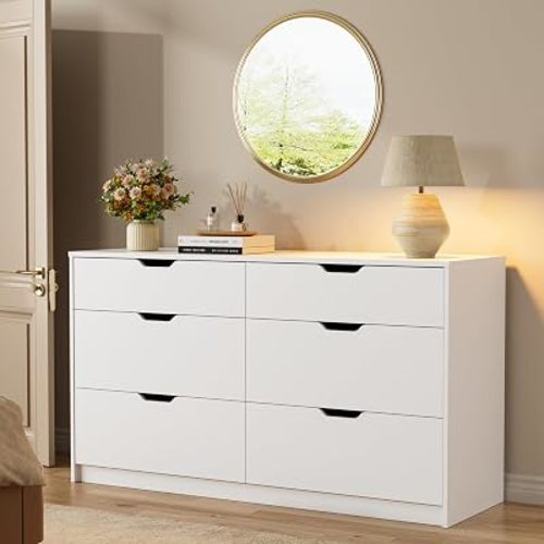 YESHOMY Dresser for Bedroom, 47.2" Modern Wood Chest with 6 Drawers