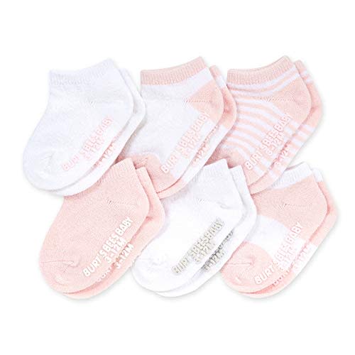 Burt's Bees Baby Unisex Baby, 6-pack Ankle Socks With Non-slip Grips, Made With Organic Cotton