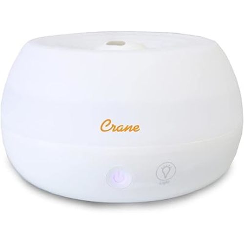 Crane Portable Ultrasonic Travel Humidifier & Aroma Diffuser – 0.2 Gallon Cool Mist, No Filter Required, Optional Essential Oil Tray, Whisper-Quiet for Babies, Travel, & Small Rooms (White)