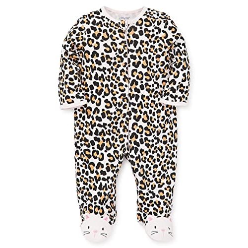 Little Me Clothes for Baby Girls' 100% Cotton Scratch-Free Tag Footie Sleeper, Preemie to 9 Months