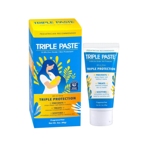 Triple Paste Diaper Rash Cream for Baby - 3 oz Tube - Zinc Oxide Ointment Treats, Soothes and Prevents Diaper Rash - Pediatrician-Recommended Hypoallergenic Formula with Soothing Botanicals