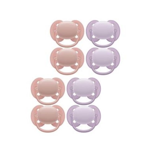 Ultra Soft Pacifier 0-6m, lychee elephant / lilac palms, 8 pack