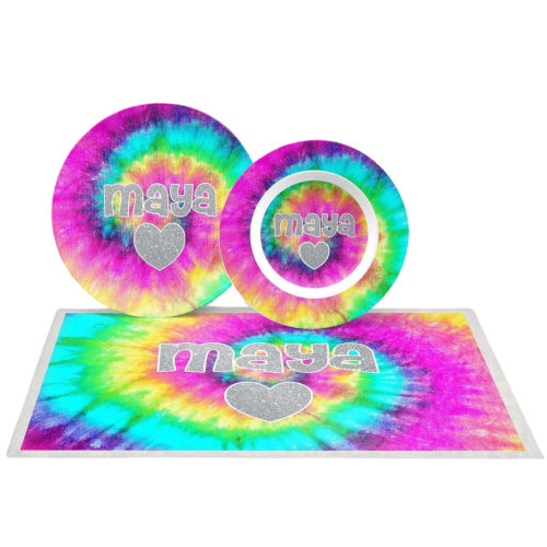 Personalized Rainbow Tie Dye Dishware