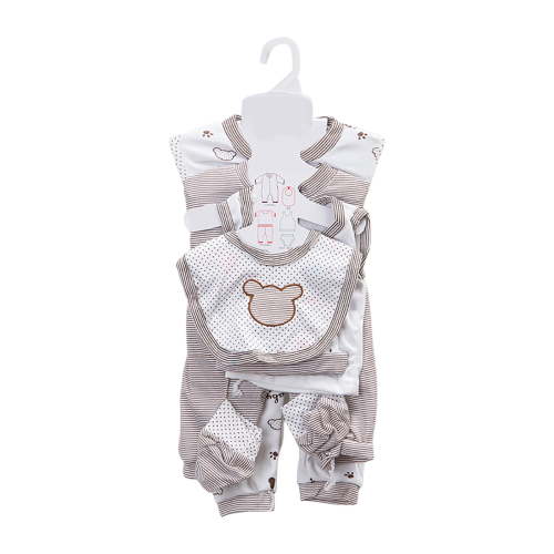 Wxirdiow Newborn Baby Boy Clothes Eight Piece Set Crawler Suit Baby Suit Cartoon Baby Suit For Child Grey Size,0-3 Months