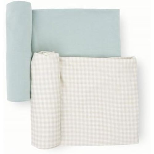 Little Unicorn Large Stretch Knit Swaddle Blanket 2 Pack| Super Soft with Optimal Stretch for swaddling | Giftable Set (Frost Green)