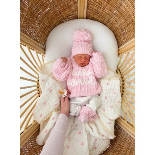 'Hello World' Chunky Knit Jumper | Strawberry Milk