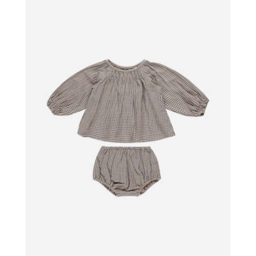 Cici Set || Indigo Gingham || SIZE: 3-6M