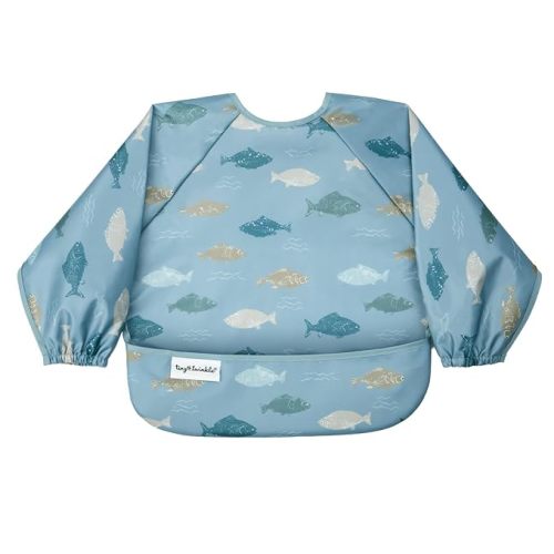 Tiny Twinkle Long Sleeve Bib for Babies & Toddlers | Waterproof Smock Bib for Eating | Machine Washable & Mess-Proof Feeding Essentials | Newborn Shower Gift (Gone Fishing, 6–24M)