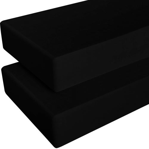 NTBAY 2 Pack 100% Brushed Microfiber Fitted Crib Sheet, Super Soft and Cozy 28x52 Crib Sheet for Standard Crib and Toddler Mattresses, Boys, Girls, Unisex, Black, 28x52 Inches
