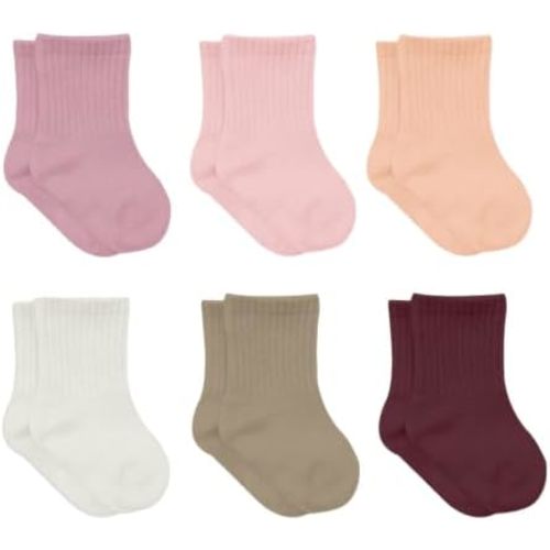 bistyle Baby Grip Ankle Socks 6 Pairs | Newborn Infant Toddlers Sock Organic Cotton | Kids Boys Girls Ankle