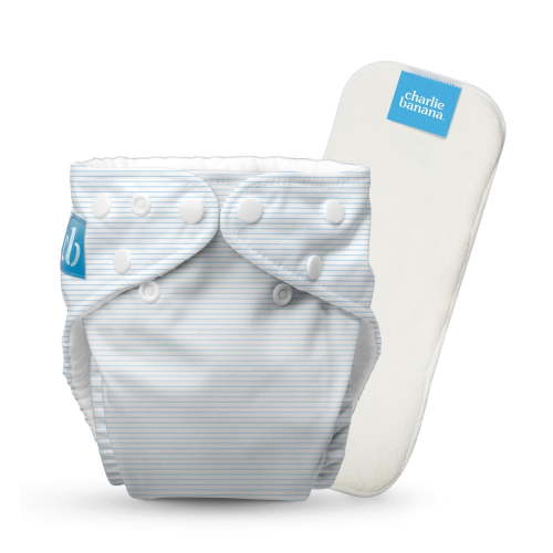 Charlie Banana Baby Washable Reusable Cloth Diapers One-Size Multi-Color Pencil Stripes Blue 1 Pack