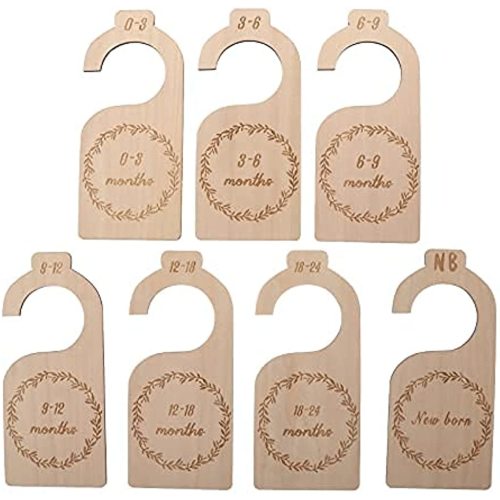 LKYUYV (7 Pieces) Baby Closet Dividers, Adventure Baby Closet Dividers By Month, Nursery Closet Organizer Wooden Newborn Wardrobe Divider Kids Clothes Divider to Arrange Clothes with Separator