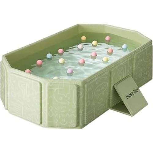 Portable Bathtub, Foldable Bathtub No Installation, Bathroom SPA Soaking Tub, Shower Stall Collapsible Hot & Ice Bath Tub (Light Green, 29.5"L x 17.7"W x 9.8"H)