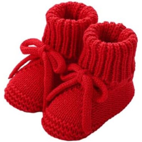 0-12M Infant Baby Girls Knitted Booties Soft Foldover Knit Bow Socks Shoes Newborn Girl Boy First Walkers Shoes 3.54Inch
