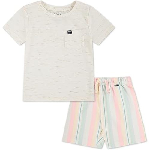 Hurley Baby and Toddler Boys' Soft Basic Cloud Slub T-Shirt and Shorts 2-Piece Outfit Set