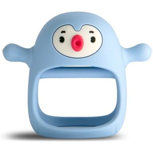 Baby Teething Toys for 0-6Months, Teethers for Babies 3-6Months | Penguin Teether | Hand Teether |Teething Mittens for Teething Relief, Baby Pacifier |Teething Pacifiers for Baby, Light Blue