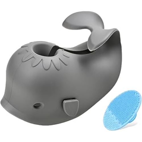 Mandoo Faucet Cover Bathtub Baby, Bath Spout Cover for Baby, Bath Faucet Cover for Kids, Tub Spout Cover Bathtub Faucet Cover Kids Safety, Protection Baby Universal Bath Silicone Toys Whale Grey