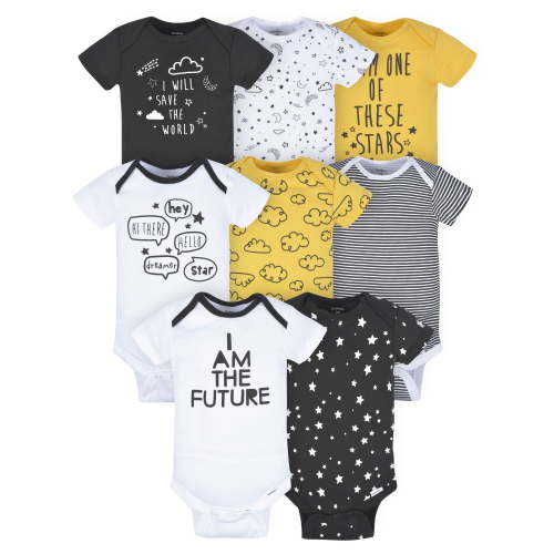 Gerber Baby Boy Short Sleeves Onesies Bodysuits, 8-Pack, Sizes Newborn-12M