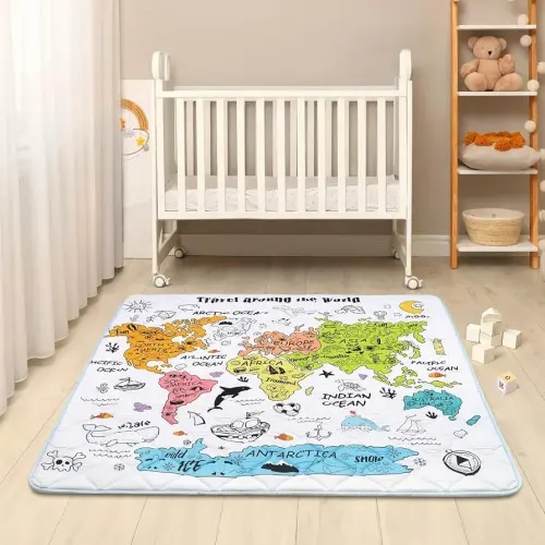 Kids Play Mat for Floor 50 * 50 inch, Extra Thick Soft Cushioning Foam Mat for Kids, Non Slip & Washable Crawling Mat Padded Play Mat