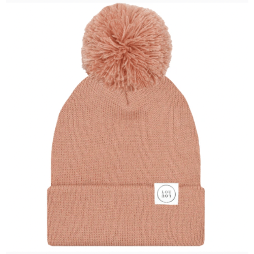 Beanie with Pom - Salmon Pink