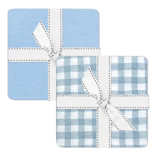 Butterblu Channing 2-Pack Organic Changing Pad Covers 100% Organic Cotton Soft Baby Nursery Diaper Changing Pad Fitted Sheets, Light Blue, One Size