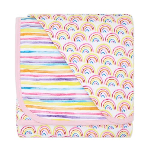 Little Sleepies Cloud Blanket, Soft Viscose from Bamboo Toddler & Baby Blanket for Boys & Girls, Lightweight, Perfect for Hot Sleepers, 50" x 50", Large (Pastel Rainbows)