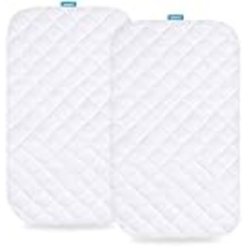Waterproof Quilted Bassinet Mattress Pad Cover, 2 Pack, Ultra Soft Surface | Fit for Jimglo 3 in 1, Nordmiex, BabyBond, INFANS, HARPPA, and Ihoming Bedside Bassinet