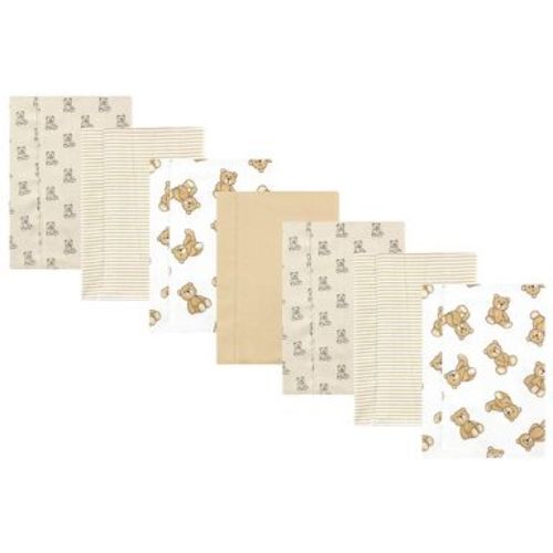 Hudson Baby Cotton Flannel Burp Cloths, Teddy Bears 7 Pack, One Size