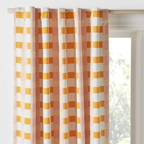 42"W x 84"L Checkered Blackout Window Curtain Panel Pink - Pillowfort™