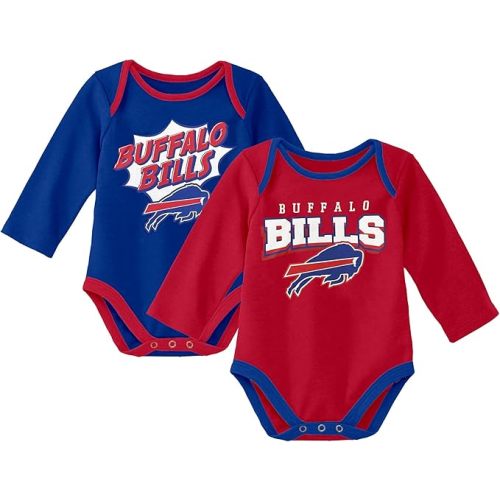 NFL Officially Licensed Newborn Infants 3-6m Sunday Star 2 Pack Snap Closure Cotton Creeper Bodysuit Romper Set