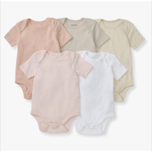 Burt's Bees Baby Bodysuits, Short Sleeve and Long Sleeve One-Pieces, 100% Organic Cotton, Pack of 5