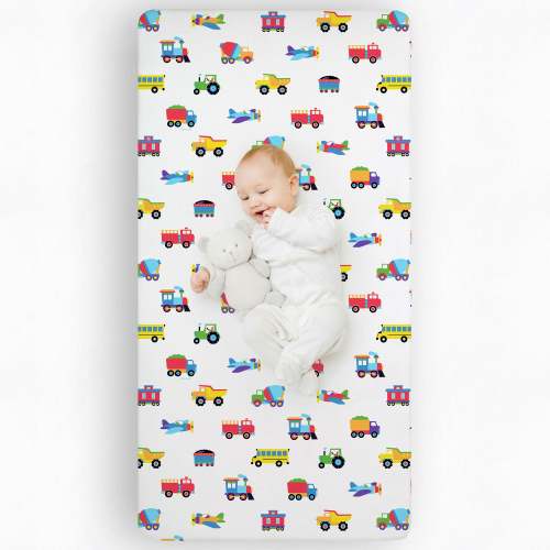 Trains, Planes & Trucks 100% Cotton Flannel Fitted Crib Sheet