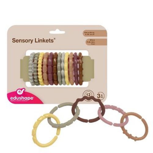 Edushape Boho Chic Sensory Linkets - 12pk: PVC Baby Learning & Toddler Educational Toy, Gross & Fine Motor Skills