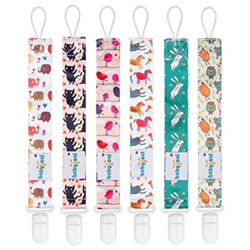 babygoal Ocean Blue Pacifier Clips, 6 Pack Binky Paci Holder Clips Leashes Fits for Most Baby Pacifiers and Binkies