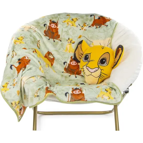 Jay Franco Disney Lion King Simba Nogginz Set - 40 x 50 Inch Lightweight Travel Throw Blanket & Plush Pillow with - Kids Super Soft 2 Piece Safari Animals Bedding Set