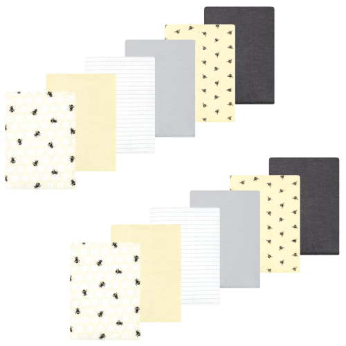 Luvable Friends Hudson Baby Flannel Burp Cloths 12pk, Golden Bees