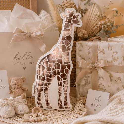 Giraffe Safari Nursery Decor Pillow Stuffed Animal Baby Shower Gift Girl Lovey Boho Children Room Neutral Kids Bedroom Cushion Toddler Plush