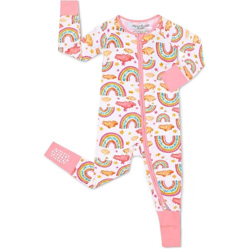 babee Reshinee Viscose derived from bamboo Baby Footie Pajamas Convertible Newborn Sleeper for Baby Girl Zipper Onesie 12-18M