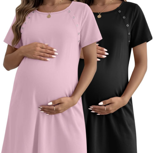Huukeay 2 Pack Labor and Delivery Hospital Gown Women Nursing Birthing Maternity Dress 3 In1 Breastfeeding Buttons Pjs Robe