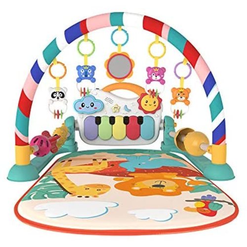 Eners Baby Gyms Play Mats Musical Activity Center Kick & Play Piano Gym Tummy Time Padded Mat for Newborn Toddler Infants(Green)