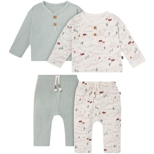 Modern Moments by Gerber Unisex Baby 4-pack Henley Top and Pants Set