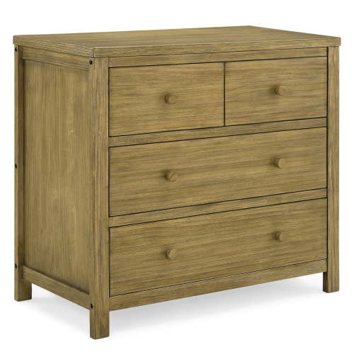 Delta Children Cambridge 3 Drawer Dresser with Interlocking Drawers, Rustic Brown