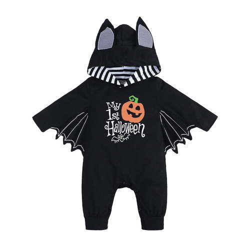WIBACKER 0-18M My First Halloween Costumes for Newborn Baby Boy, Bat Cosplay Hoodie Romper for Infant Girls