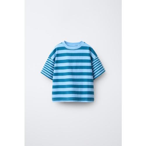 STRIPED T-SHIRT - Blue | ZARA United States