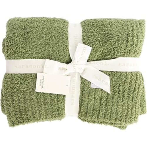 Saranoni Bamboni Baby Blanket | Luxury Plush Super Soft Blanket | Breathable Comfy Blankets for Kids and Teens | Olive - 40" x 60"